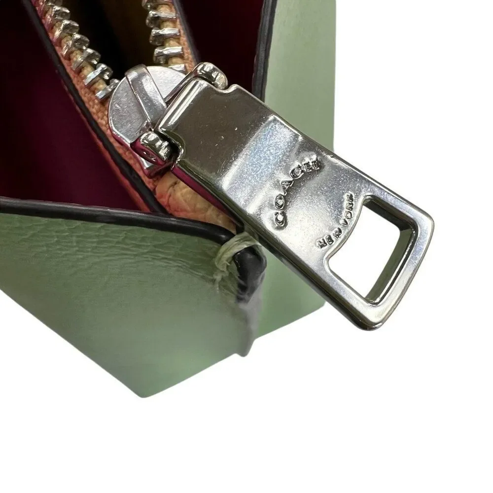 Coach Mollie Two Tone Cross Grain Leather Large Tote Bag in Light Pistachio and